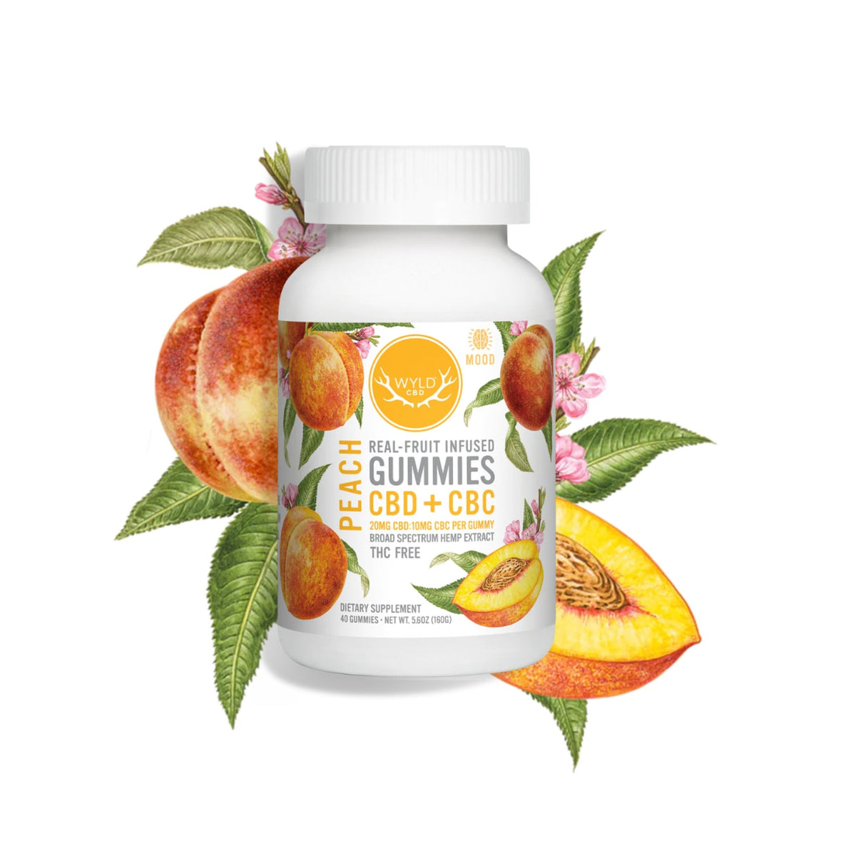 Wyld CBD Peach Gummies (CBD:CBC Blend, THC-Free)