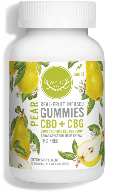 Wyld CBD Pear Gummies (CBD:CBG Blend, THC-Free)